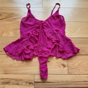 Hot pink thong bodysuit